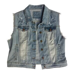 Odyn Embroidered Denim Vest